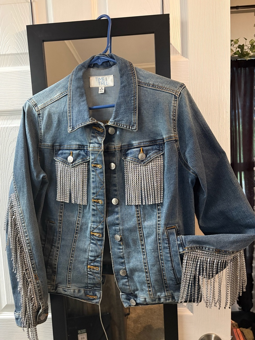 Denim Jacket with Silver Fringe